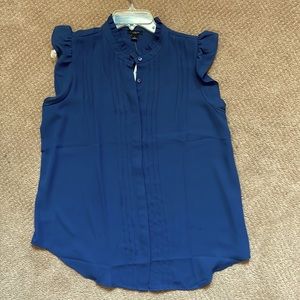 NWT grayish/blue sleeveless shirt with flutter sleeves  doesn’t fit me anymore